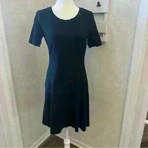 Athleta Black Short Sleeve Fit & Flare Dress with Back Zipper